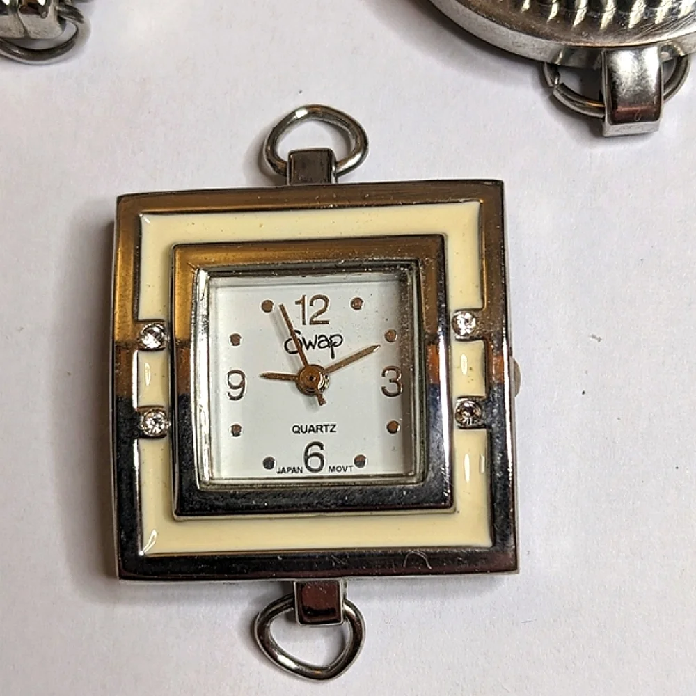 Vintage 3 Swap & Geneva Watches with 24‎ Interchangeable  Fashion Watch Bands